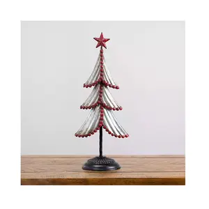 Decoración navideña, estatua de Metal galvanizada para árbol de Navidad con estrella