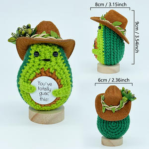 Jouet au crochet artisanal, figurine de dessin animé adorable, décoration de bureau, cadeau de fêtes, concombre avec chapeau de cowboy et base (Carte B), canard à longues pattes - Product Image 4