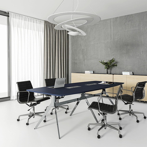 Table de réunion rectangulaire personnalisable au design moderne avec pieds en métal et salle de conférence en bois pour le bureau et la salle de conférence - Product Image 5