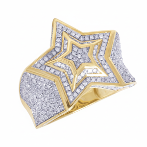 Anillo de Bodas de Oro de 10K para hombre, joyería de boda elegante con forma de estrella de diamante redondo de 1,20 quilates - Product Image 2