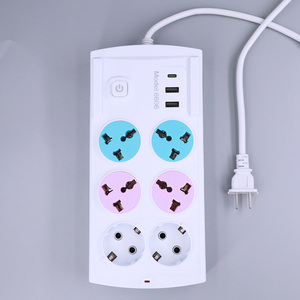 Estándar británico Europeo Americano blanco con interruptor principal de orificio 2USB + 1 toma de corriente neutra tipo C - Product Image 3