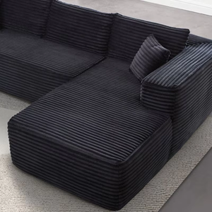 Chaise inclinable en tissu velours côtelé <span class=keywords><strong>de</strong></span> qualité supérieure avec mousse compressée, boîte en forme <span class=keywords><strong>de</strong></span> L emballée <span class=keywords><strong>sous</strong></span> <span class=keywords><strong>vide</strong></span>, conception compressée sans os. - Product Image 3