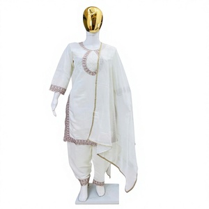 Salwar Kameez Dupatta de Seda Romana con Bordado de Lentejuelas, Estilo Boutique Indio, para Bodas, Ropa Tradicional Étnica India y Pakistaní para Mujer - Product Image 1