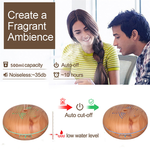 Humidificateurs ultrasoniques pour maison intelligente, lumière nocturne 7 couleurs, diffuseur d'arômes 500 ml, diffuseur d'<span class=keywords><strong>air</strong></span> à grain de bois avec certification CE RoHS - Product Image 6