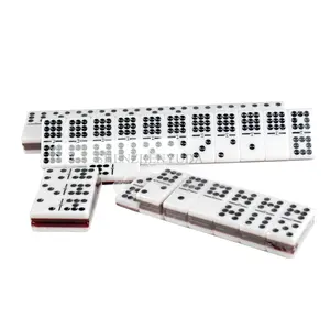 Custom Size Double 9 Red Back Lucite Dominoes Professional Two-Layered Double 9 Set With Metal Spinner