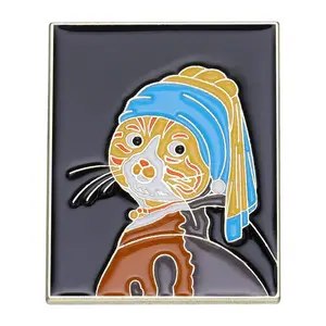 Cheap Wholesale Custom Enamel Cute Fantasy Oil Painting Abstract Beautiful Pin Badge Design Your Own Logo Metal Pins Badges