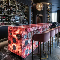 Panneaux muraux décoratifs intérieurs étanches en pierres semi-précieuses taillées pour îlot de cuisine et bar à domicile