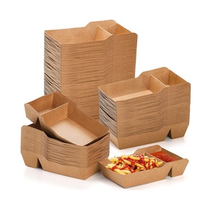 ถาดใส่กระดาษคราฟท์ <span class=keywords><strong>Nacho</strong></span> แบบใช้แล้วทิ้ง2ช่องแบบจาระบีทนทานสไตล์วินเทจ - Product Image 2