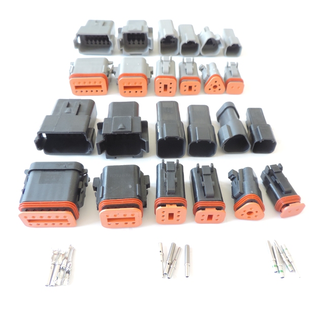 22-16AWG Automotive Connector DT Series 2 Pin to 3 4 5 6 8 12 Pin Waterproof Auto Male Female Deutsch Connector