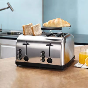 Grille-pain électrique en acier inoxydable long et fin à 4 tranches avec fonction bagel, logo personnalisé OEM, 120V 220V 240V - Product Image 1