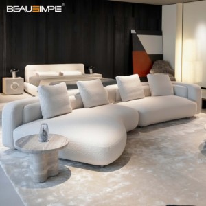 Canapé Bézier, canapé modulaire incurvé minimaliste italien, canapé en tissu et cuir de luxe pour salon - Product Image 3