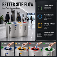 Contenedor de Reciclaje de Gran Capacidad para Áreas Públicas del Campus, de Acero Inoxidable 201, con Cuatro Compartimentos Codificados por Colores y Puerta con Cerradura