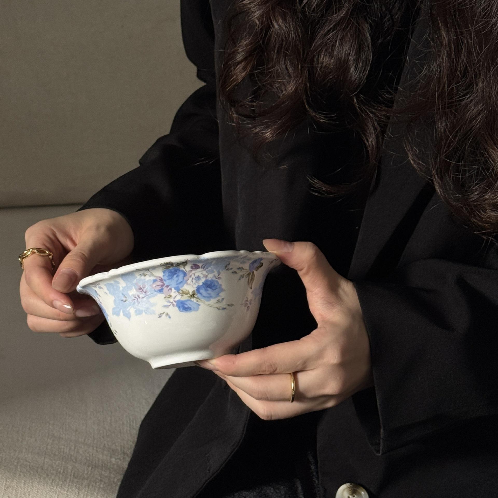 Blue flower shadow bowl 13*6