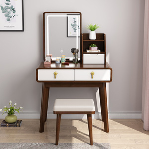 Nordic Style Solid Wood <b>Dressing</b> <b>Table</b> <b>With</b> Mirror And Storage For Bedroom - Product Image 3