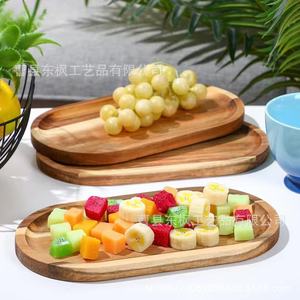 Oval Wooden Fruit Plate Acacia Wood Solid Wood Serving <b>Tray</b> For Snacks And <b>Tea</b> - Product Image 1