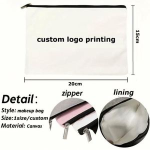 Custom Cotton Canvas Custom <b>Shopping</b> Bags <b>Small</b> Zipper Cotton Canvas Handbag and Cosmetic Bag - Product Image 3