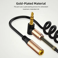 90-Grad-Winkel 3,5mm Stecker auf Buchse AUX-Kabel, Spiralförmiges Twisted-Pair PVC-Verlängerungskabel für Kopfhörer-Audiobuchsen