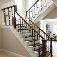 Installation facile, design moderne, vente en gros, balustrades d'escalier en fer forgé noir mat de 44 pouces pour escalier, balcon, terrasse, villa