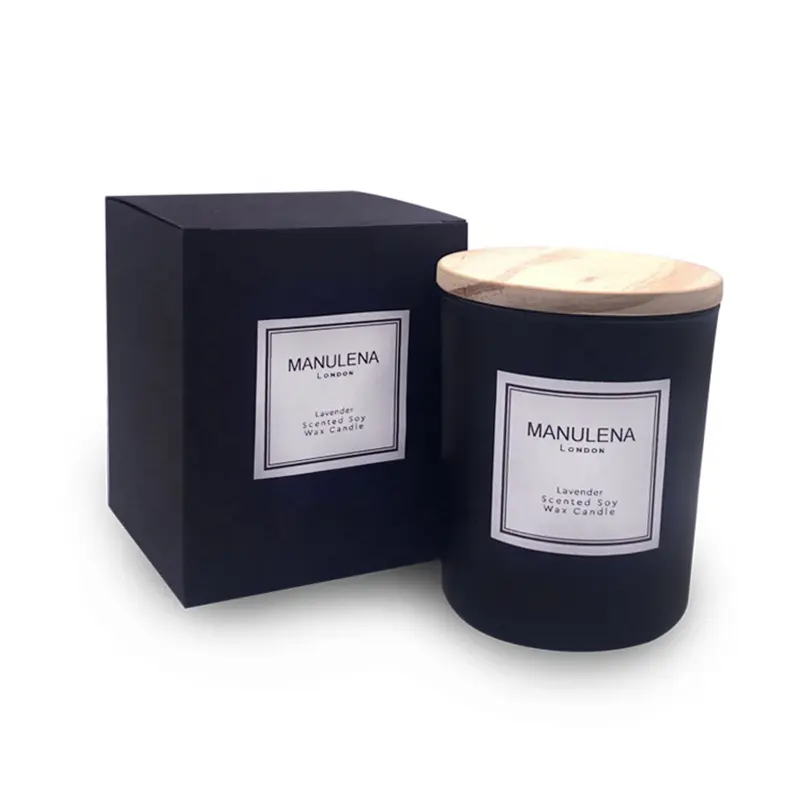 Kemasan kotak harga rendah wajar label pribadi lilin beraroma botol hitam lilin kedelai dengan bunga kering lilin beraroma