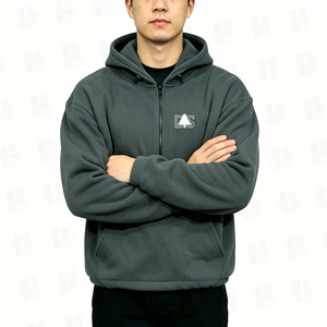 Sudadera con capucha personalizada para hombre, 100% poliéster, antiarrugas, con cremallera, ajuste holgado, dobladillo con cordón ajustable, forro polar. - Product Image 3