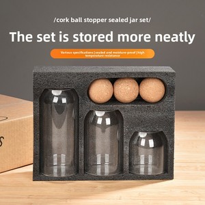 Juego de Recipientes de Vidrio Minimalistas con Tapa de Corcho, Recipientes Herméticos de Borosilicato para Alimentos, Organización de Despensa de Cocina - Product Image 2