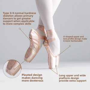 Chaussons de danse classique en satin et dentelle pour femmes et enfants, chaussures plates d'entraînement et pointes, outils essentiels pour l'entraînement <span class=keywords><strong>des</strong></span> filles - Product Image 3