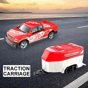 Camion télécommandé miniature en métal à l'échelle 1:64 avec remorque, contrôle par application, double mode, modèle de pick-up, camion télécommandé avec lumières - Product Image 3