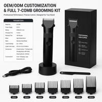 Alat Cukur Rambut Profesional Layar LED Pengaturan Daya Daya Tahan 180 Menit 6 Sisir IPX4 Dapat Dicuci untuk Tukang Cukur dan Penggunaan di Rumah