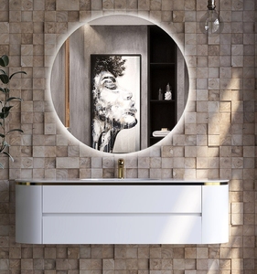 Piastra di quercia di lusso lavabo in ceramica senza cuciture luce ad <span class=keywords><strong>arco</strong></span> semicircolare mobile da bagno per uso alberghiero - Product Image 5