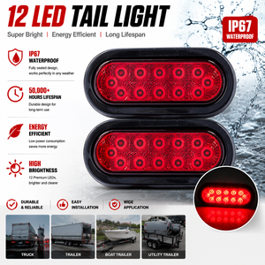 Luce Posteriore Impermeabile SAE DOT da 6 Pollici con 12 LED per Camion, Rimorchi, Barche e Camper, con Funzione <span class=keywords><strong>di</strong></span> Freno e Indicatore <span class=keywords><strong>di</strong></span> Direzione - Product Image 3