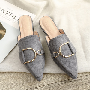 Nuevas Pantuflas de Punta Puntiaguda para <span class=keywords><strong>Mujer</strong></span>, Mules de Gamuza para Exteriores, <span class=keywords><strong>Zapatos</strong></span> Planos de Moda Casual para <span class=keywords><strong>Mujer</strong></span> - Product Image 4
