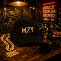 Casquette de baseball en daim style streetwear sportif à motif Argyle, broderie dorée gothique personnalisée, casquette noire pour homme