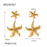 Boucles d'oreilles pendantes Gaovo en acier inoxydable, motif étoile de mer, pour femme, inspirées de l'océan, coquillages tendance, plaqué or 18 carats, bijoux de fête, cadeau