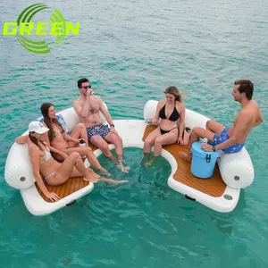 Màu xanh lá cây thương mại ngoài trời nước chơi Inflatable nổi C Dock boong nền tảng Hangout thuyền bến cảng