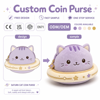 Porte-monnaie en peluche personnalisé OEM ODM, certifié CE, rembourrage en coton PP, animal en peluche mignon, fermeture éclair, taille mini, logo personnalisé, unisexe