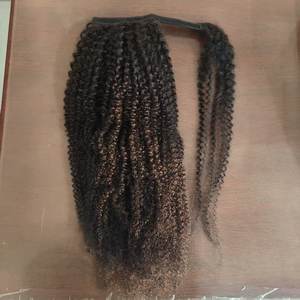 Extensions de cheveux humains en queue de cheval enveloppante, afro bouclés crépus, lots de cheveux en queue de cheval, vente en gros, fournisseurs de cheveux humains vierges brésiliens - Product Image 2