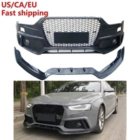 Kit carrosserie pare-chocs avant style RS4 avec calandre nid d'abeille, feux antibrouillard et lèvre avant pour Audi A4 S4 B8.5 2013-2016 (Stock US)