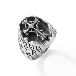 Anello Gotico a Croce con Spine in Acciaio Inossidabile, Anello Sigillo da Uomo Vintage Punk a Croce per Feste e Outfit Quotidiani - Product Image 3