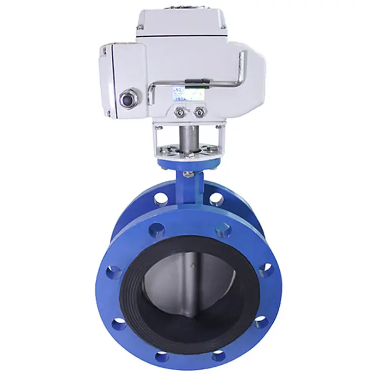 Good Quality rotork on/off electric actuator butterfly valve with double flanges
