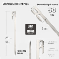 Pack de 6 piquets de tente - Piquets de sol en acier inoxydable épaissi haute dureté pour le camping et l'alpinisme, 28 cm