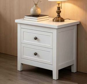 Durable Solid Wood Nightstand with 2 Drawers, White Modern Storage Bedside Cabinet for Bedroom Home Furniture <b>Night</b> <b>Stand</b> - Product Image 2