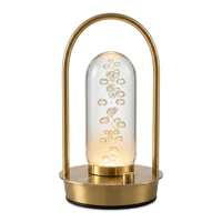 Wiederaufladbares Gastronomie-Signalsystem mit Rotem Licht, Kristall-Messinggriff, Kabellose Restaurant-Service-Tischlampe mit LED-Beleuchtung