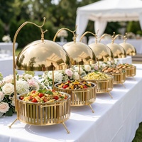 Nouveau Réchaud de Buffet de Luxe en Acier Inoxydable Doré à Alimentation Alcoolisée, Ensemble Chauffe-Plats 8L pour Traiteur, Restaurant, Mariage