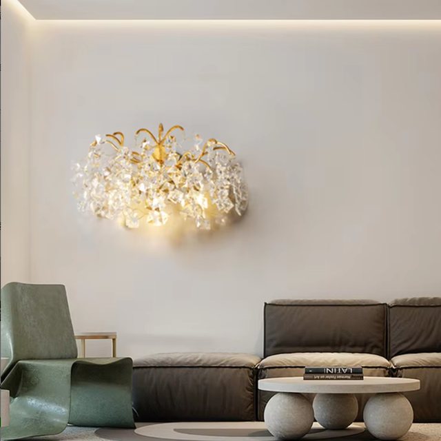 Modern Tree Branch Crystal Wall Lamp Bedside Living Room Background Decorative Gold Lights for Wall