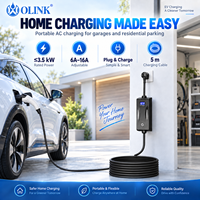 Chargeur portable pour véhicules électriques OLINK, station de recharge EVSE 3,5 kW 16 A pour voiture électrique PHEV Type 1 Type 2 NACS, courant réglable, écran LED