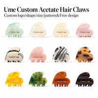 Pince à cheveux mini cœur personnalisée en acétate Ume, petite pince requin pour femmes, accessoires pour cheveux mi-relevés ou franges, OEM ODM