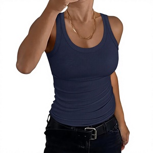 Camiseta sin mangas de punto sólido de calidad premium personalizada para mujer, informal, transpirable, de spandex y poliéster, para mujer - Product Image 3