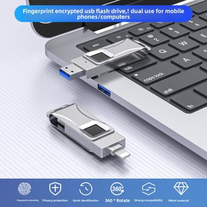 Pingguo ba-trong-một Type-C vân tay Kim loại <span class=keywords><strong>USB</strong></span> <span class=keywords><strong>2.0</strong></span> Disk cho Android mới điện thoại di động & máy tính với cross-biên Giới mã hóa - Product Image 5
