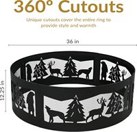 Anneau de feu portable en métal de 36 pouces avec découpes représentant des animaux sauvages pour foyer extérieur