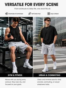 Pantalones Cortos Deportivos Unisex Minimalistas de Color Liso con Cordón Ajustable, Antiarrugas, de Cintura Media, Estilo Normcore, de Marca de Moda Urbana - Product Image 4